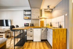 Kuchyňa alebo kuchynka v ubytovaní Apartmány Pod Šerákem