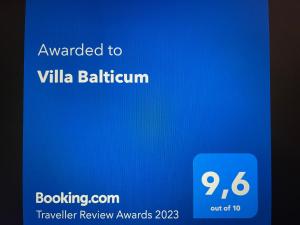Πιστοποιητικό, βραβείο, πινακίδα ή έγγραφο που προβάλλεται στο Villa Balticum