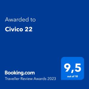 Certifikát, hodnocení, plakát nebo jiný dokument vystavený v ubytování Civico 22