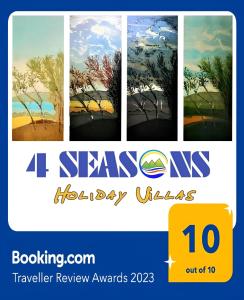 a flyer for aay visits with four paintings at 4 Seasons villa-Sea view in Hersonissos