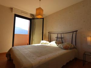 um quarto com uma cama com duas almofadas e uma janela em Appartement Annecy, 4 pièces, 6 personnes - FR-1-432-7 em Annecy