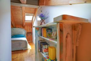 une chambre avec une étagère et des livres dans l'établissement Venice's neighbor Home, à Mirano