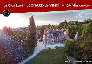 an advertisement for a mansion with a painting of a man at "L'Appart" Vieux Tours - Charme - Place Plumereau - Arrivée Autonome in Tours