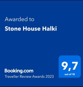 Certifikát, hodnocení, plakát nebo jiný dokument vystavený v ubytování Stone House Halki