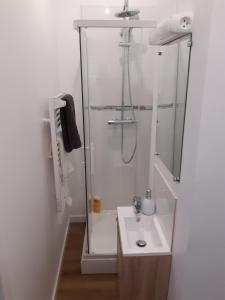 uma casa de banho com um chuveiro e um lavatório. em Amiens magnifique appartement Frida em Amiens