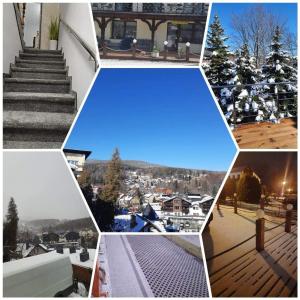 a collage of different pictures of a blue sky at Osiakówka in Szklarska Poręba