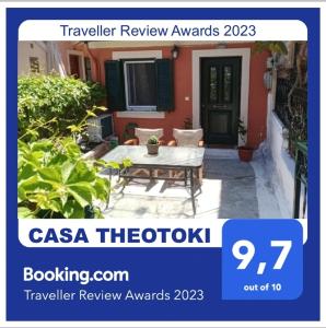 a flyer for a ticket to a house with a table at CASA THEOTOKI in Anemómylos