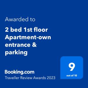Sijil, anugerah, tanda atau dokumen lain yang dipamerkan di 2 bed 1st floor Apartment-own entrance & parking
