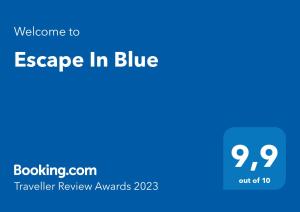 Escape In Blue tanúsítványa, márkajelzése vagy díja