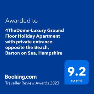 a screenshot of the closure luxury ground floor holiday apartment with private entrance opposite the beach at 4TheDome- Deluxe ground floor apartment opposite the sea in Barton on Sea