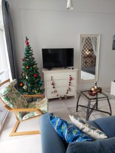 Televiisor ja/või meelelahutuskeskus majutusasutuses Seaview Modern Studio