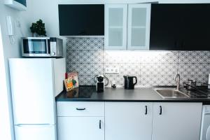 Kuchyňa alebo kuchynka v ubytovaní Black & White Apartment with a gift soft PANDA