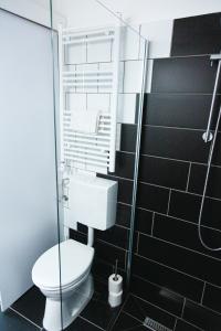 Vannituba majutusasutuses Black & White Apartment with a gift soft PANDA