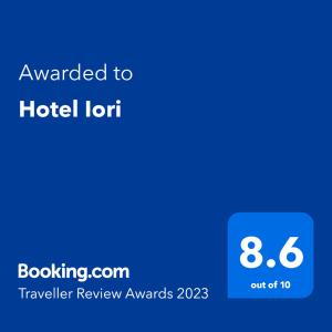 Certifikát, hodnocení, plakát nebo jiný dokument vystavený v ubytování Hotel Iori