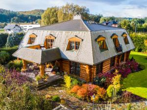 an aerial view of a log home with a roof at RetroHouse -wypoczynek bez dzieci-Zadzwoń ! in Reda