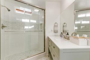 a bathroom with a shower and a sink at Rocky Ridge Retreat - Hot Tub, Fire Pit & BBQ! home in Joshua Tree +19 photos