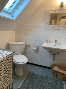 a bathroom with a toilet and a sink at La Chambre de Marie in Bouxwiller