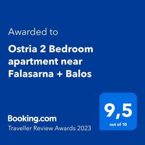 Πιστοποιητικό, βραβείο, πινακίδα ή έγγραφο που προβάλλεται στο Ostria 2 Bedroom apartment near Falasarna + Balos