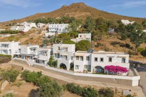 an aerial view of a house on a hill at Apolafsis Studios in Patmos