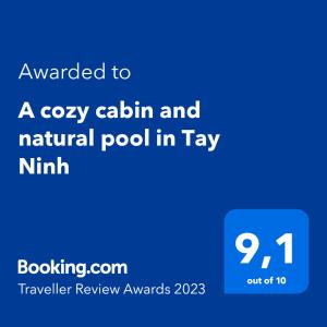 Certifikát, ocenenie alebo iný dokument vystavený v ubytovaní Moon Garden Homestay - cozy cabin and natural pool in Tay Ninh
