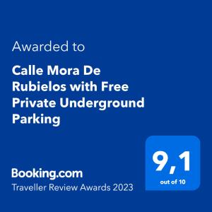 a blue text box with the words awarded to call more na radio riders with at Calle Mora De Rubielos with Free Private Underground Parking in Valencia