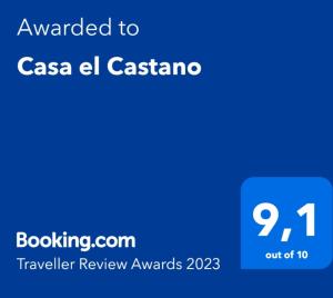 Ett certifikat, pris eller annat dokument som visas upp på Casa el Castano