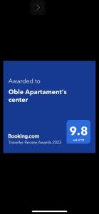 a screenshot of a cell phone with a blue screen at Oble Apartament's center in Craiova