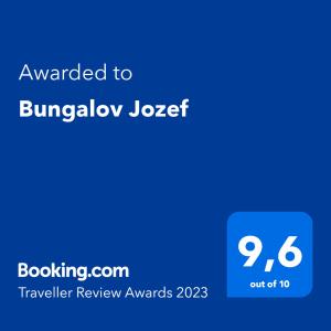 Certifikát, ocenenie alebo iný dokument vystavený v ubytovaní Bungalov Jozef
