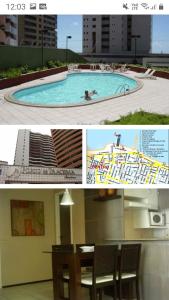 un collage de dos fotos de una piscina en PORTO DE IRACEMA BEIRA MAR E PISCINA, en Fortaleza