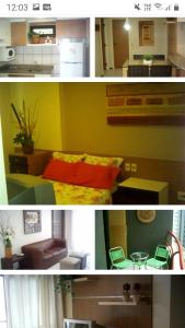 un collage de fotos de una cocina y un dormitorio en PORTO DE IRACEMA BEIRA MAR E PISCINA, en Fortaleza
