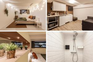 a small apartment with a bathroom and a kitchen at Comenstay Brussels in Brussels