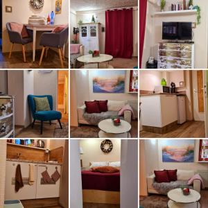 un collage de fotos de una habitación en Ferienwohnung im Garten Eden, en Grünberg