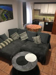 uma sala de estar com um sofá e uma mesa em Apartament Augustów em Augustów