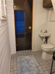 een badkamer met toilet en wastafel bij VillaNorva in Saarenkylä