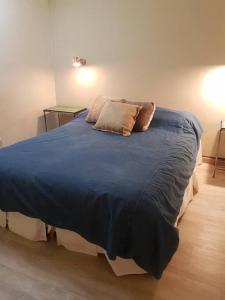 Una cama o camas en una habitación de HIP YRI - DOWN TOWN-ELEGANTE LOFT-Duplex para 2 personas - LA PAGA DEBE SER A TRAVÉS DE PAYPAL Y POR ADELANTADO
