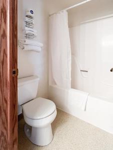 een badkamer met een toilet en een bad bij The Trail Inn - Sutton, Nebraska - US-6 HWY 