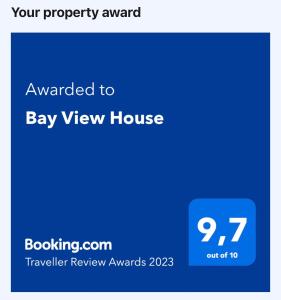 Certifikát, hodnocení, plakát nebo jiný dokument vystavený v ubytování Bay View House