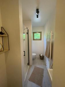 a bathroom with a shower and a toilet in it at Boutique Guesthouse Das WOHLGEMUTH HEIM Mosel Weingut in Zell an der Mosel +46 photos