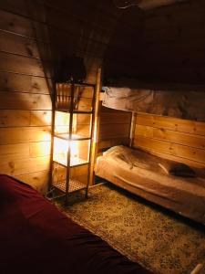 1 dormitorio con litera y escalera en una habitación en Augļu ielas viesu māja en Jūrmala