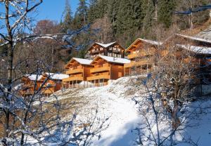 a log cabin in the snow on a mountain at Racers Retreat 10 in Wengen