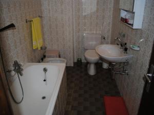 a bathroom with a tub and a toilet and a sink at Residence Eden Roc in Crans-Montana +17 photos