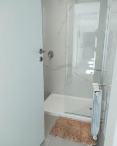 baño con ducha y puerta de cristal en Tandil Soñado en Tandil
