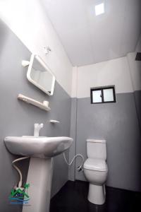 a bathroom with a sink and a toilet at ACH RIVER RESORT in Rattota