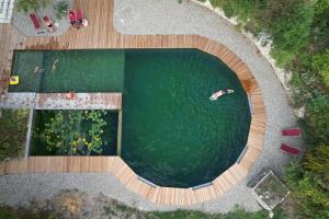 Vonkajšia záhrada v ubytovaní Cabane perchée Les Cabanes de Fallot - sauna bain-froid piscine naturelle