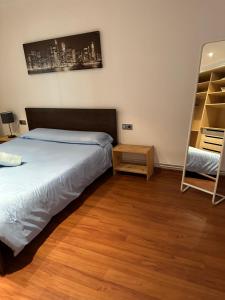 パラフルジェイにあるApartament a la Costa Bravaのベッドルーム(ベッド1台、本棚付)