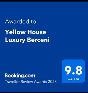 uno screenshot di un testo giallo di violazione del lusso della casa di Yellow House Luxury Berceni a Bucarest