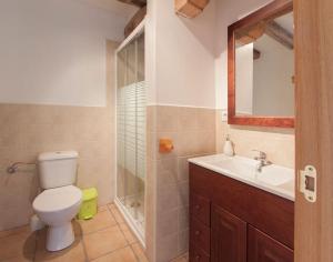 a bathroom with a toilet and a sink at Casa rural Enekoizar in Abaurrea Alta