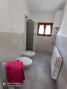 a bathroom with a toilet and a sink at Millefiori house in Antronapiana