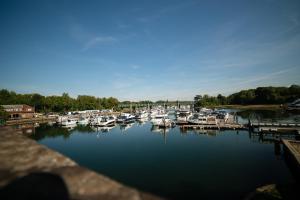 a bunch of boats are docked in a harbor at Harper's Steakhouse with Rooms, Southampton Swanwick Marina in Lower Swanwick