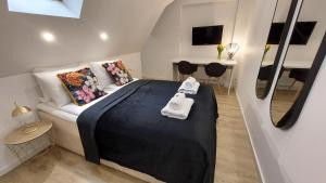 Łóżko lub łóżka w pokoju w obiekcie Apartamenty KB Toruń